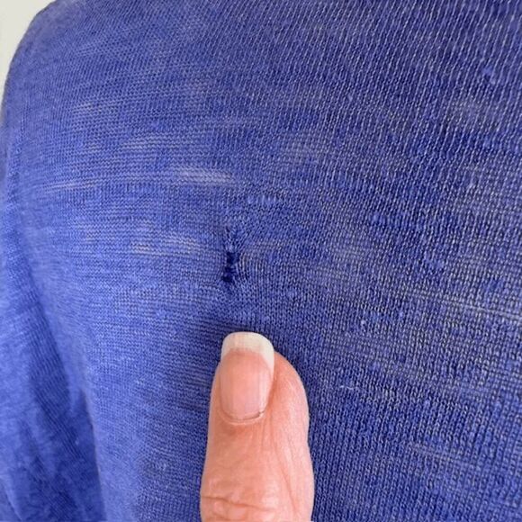 ACNE Wonder Linen 5512 T-Shirt Violet Blue Purple FOR REPAIR Scoop Neck Small - Picture 3 of 11